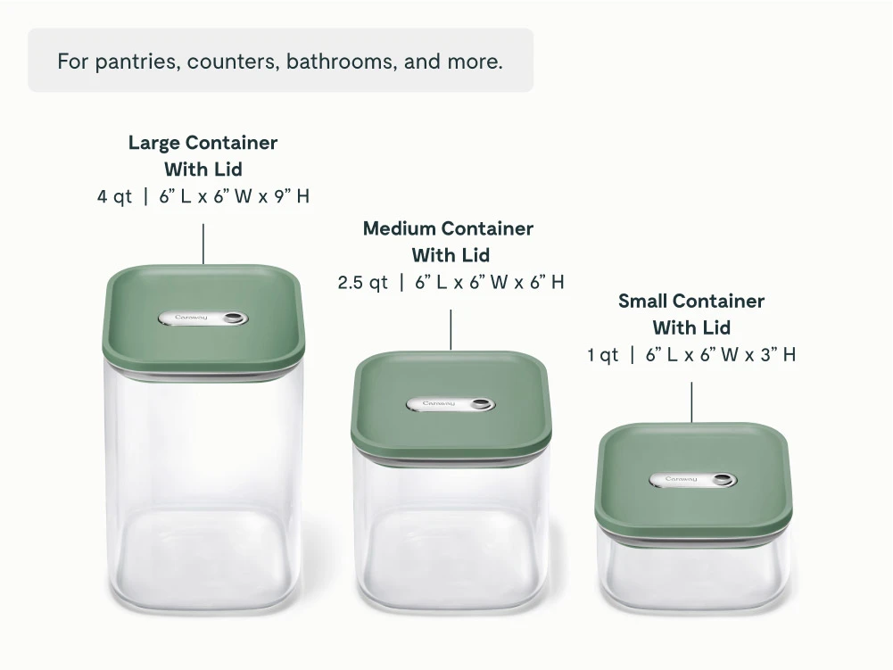 Glass Airtight Container Trio - Sage - Detail
