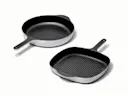 Enameled Cast Iron Skillet & Grill Pan Duo - Gray - Hero