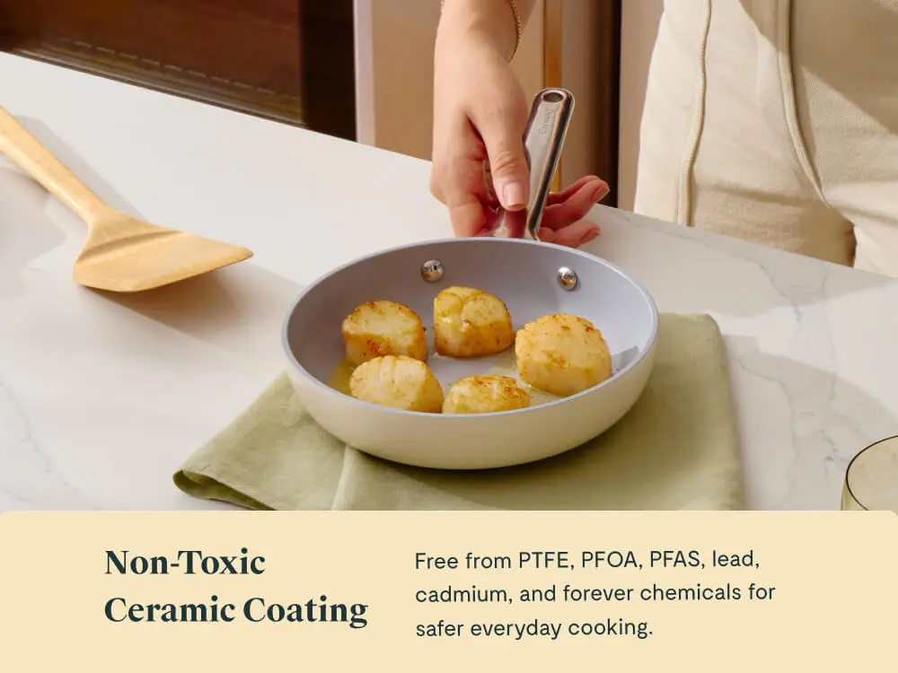 Ceramic Mini Fry Pan - Cream - Table Lifestyle