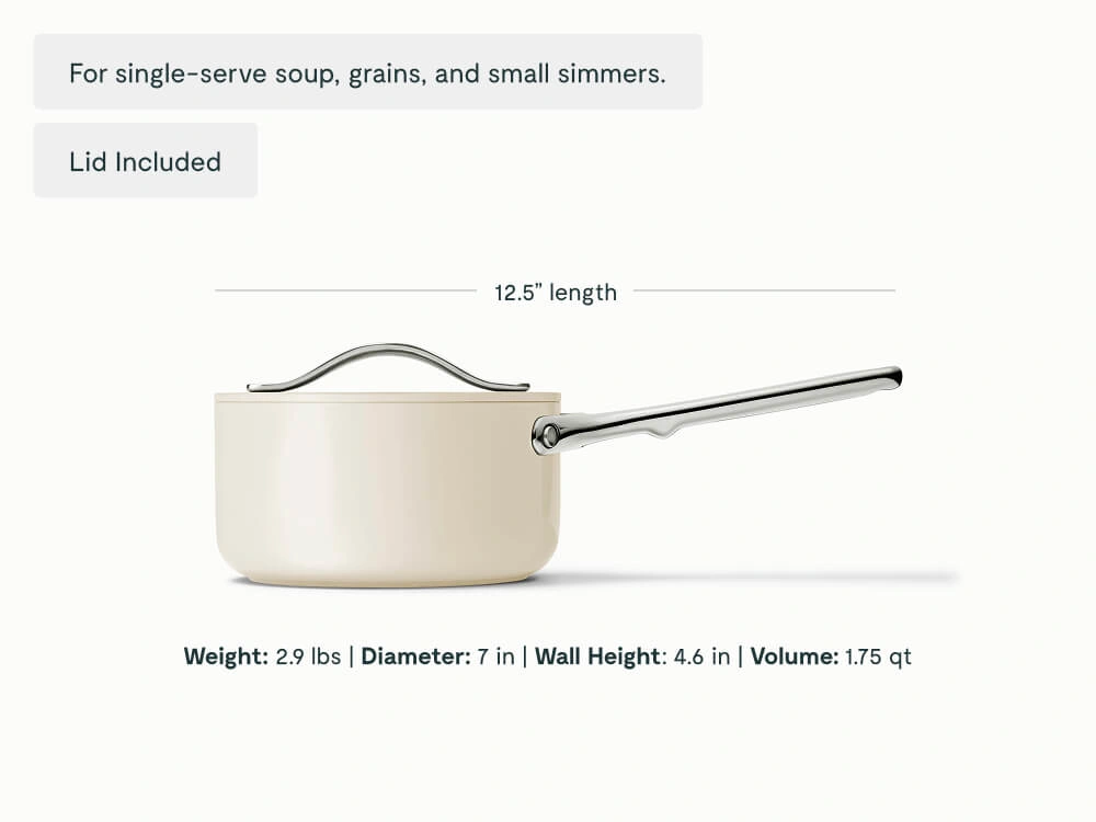 Ceramic Mini Sauce Pan - Cream - Detail