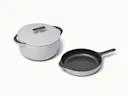 Enameled Cast Iron Skillet & Dutch Oven Duo - Gray - Hero
