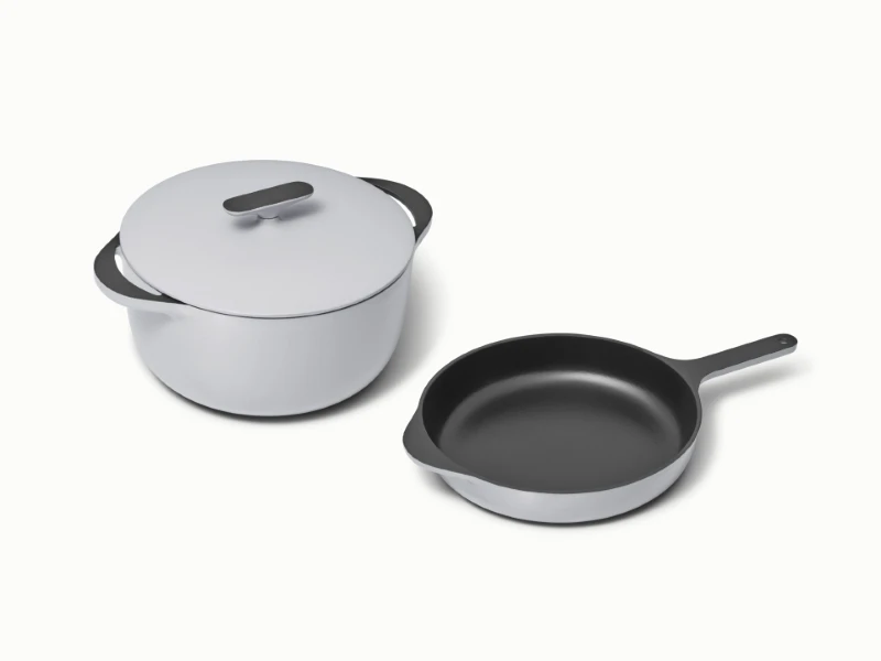 Enameled Cast Iron Skillet & Dutch Oven Duo - Gray - Hero