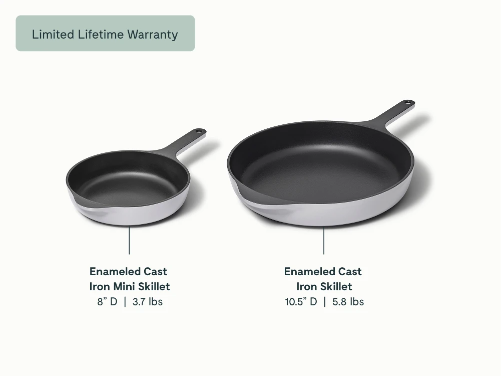 Enameled Cast Iron Skillet Duo - Gray - Detail