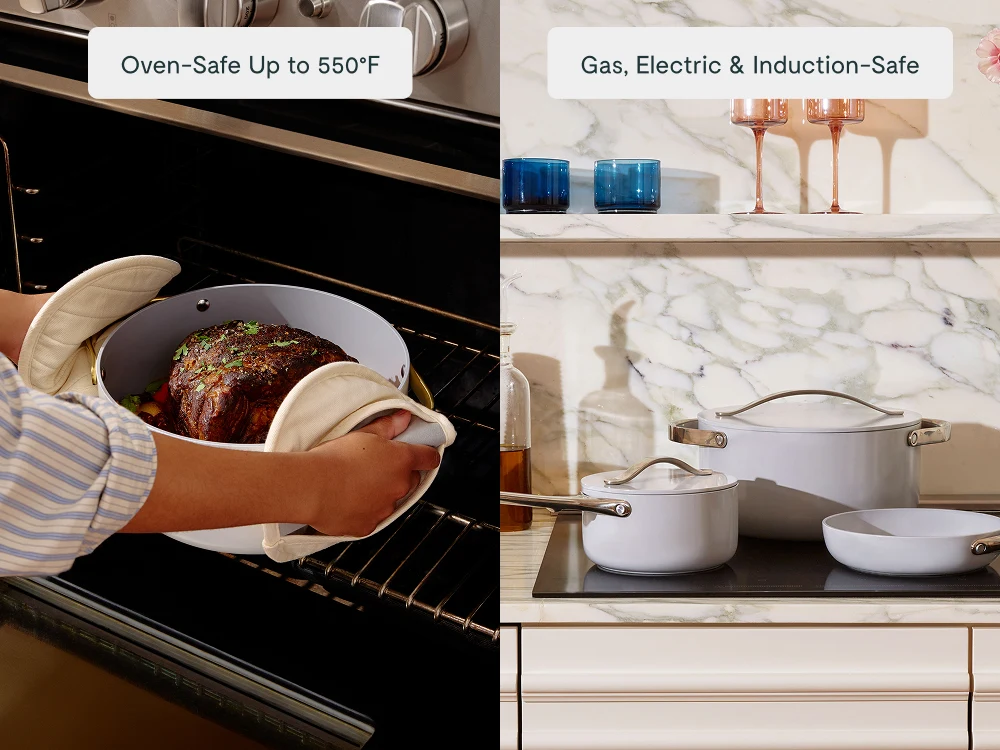 Ceramic Cookware Set - Gray - Stovetop Oven Lifestyle