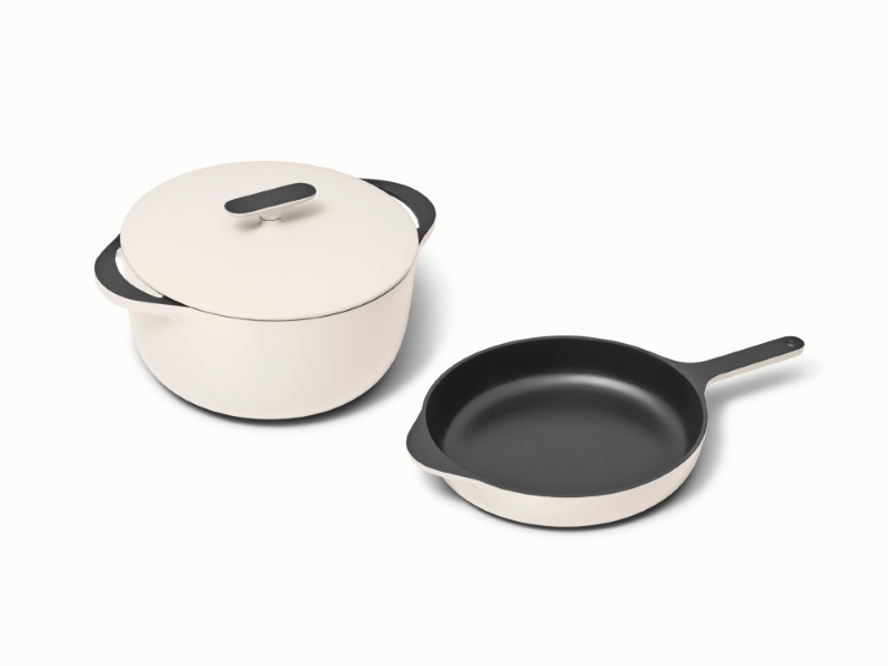 Enameled Cast Iron Skillet & Dutch Oven Duo - Cream - Hero