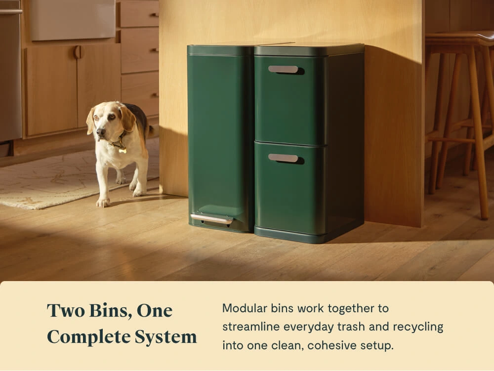 Trash and Recycling Duo Bin - Slim - Emerald Lifestyle