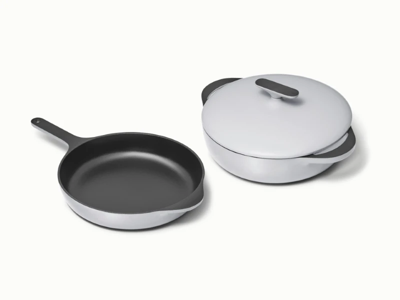 Enameled Cast Iron Skillet & Braiser Duo - Gray - Hero