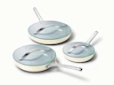 Fry Pan Trio with Glass Lids - Cream - Hero