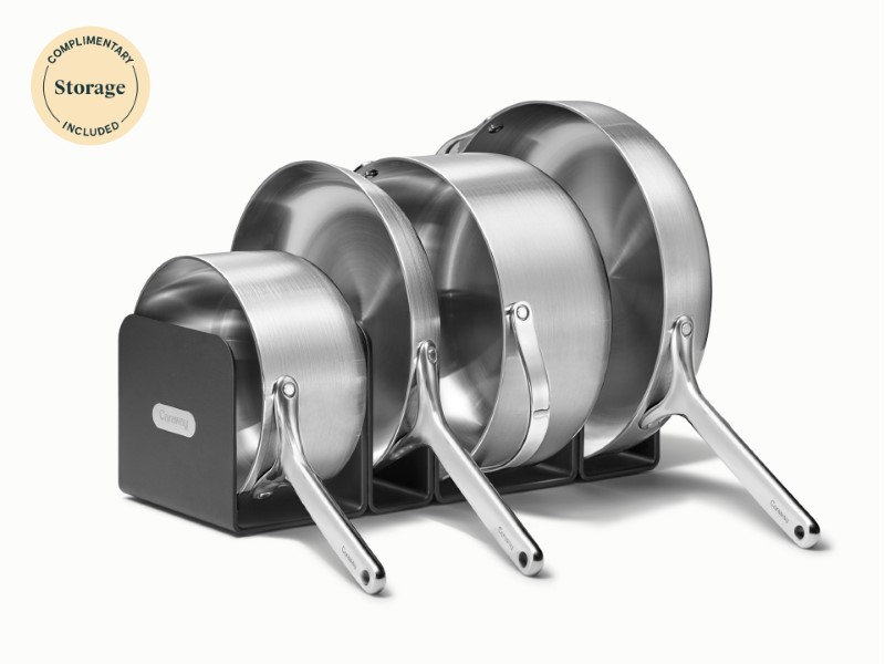 Cookware Set - Stainless Steel - Storage Organizer Included