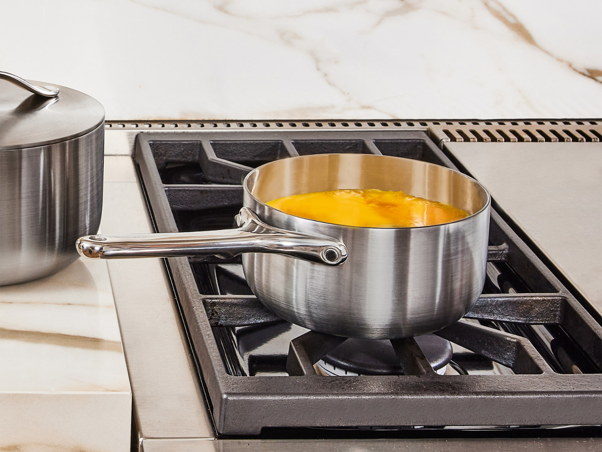 Mini Sauce Pan - Stainless Steel - Lifestyle on Stovetop