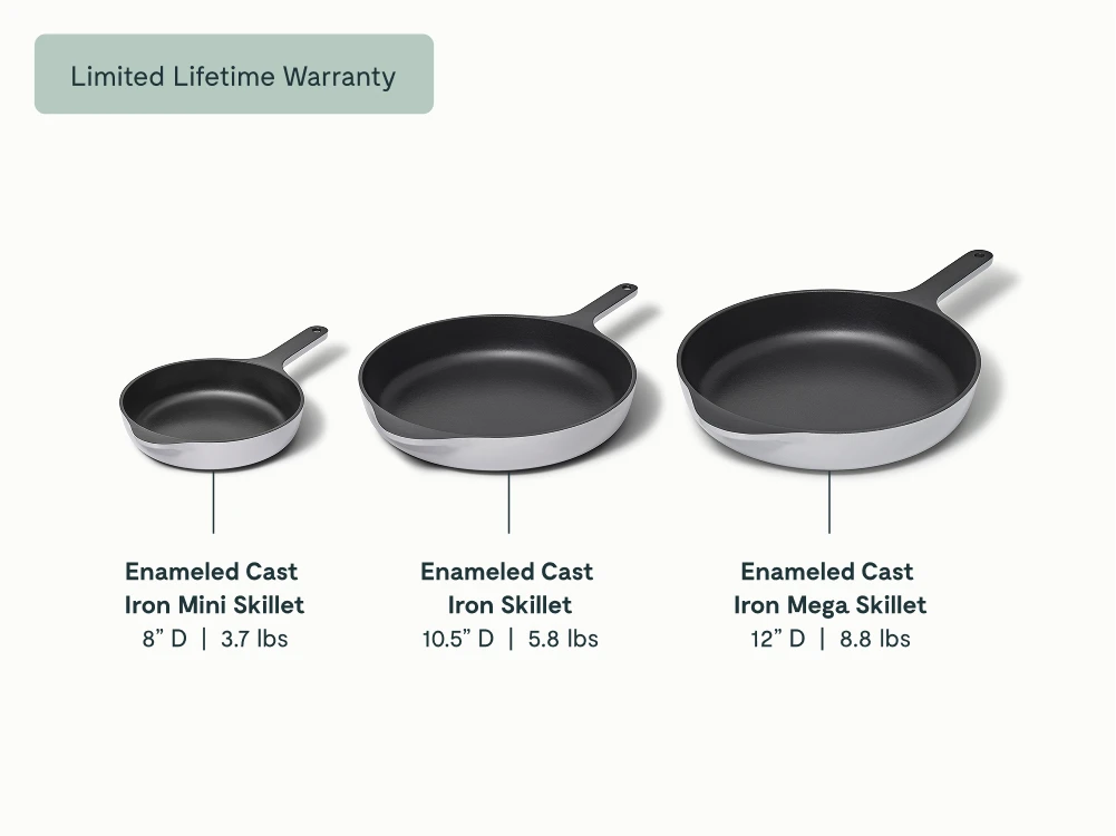 Enameled Cast Iron Skillet Trio - Gray - Detail