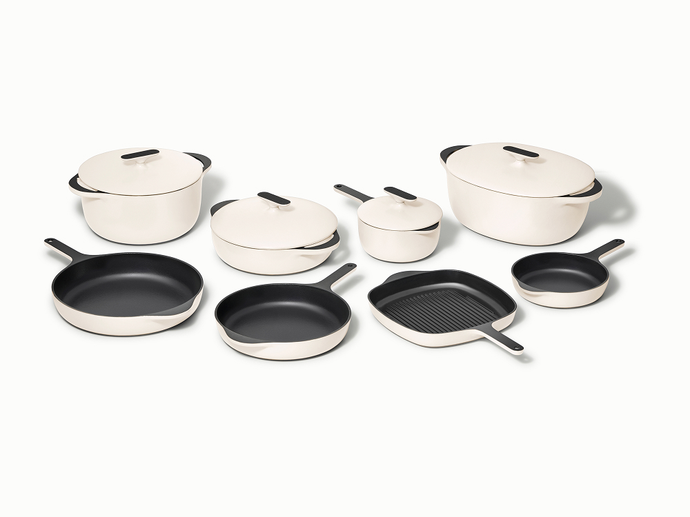 Deluxe Enameled Cast Iron Set - Cream - Hero