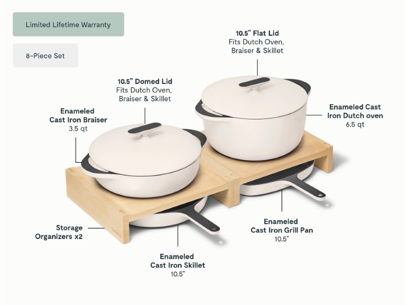 Enameled Cast Iron Set - Cream - Detail