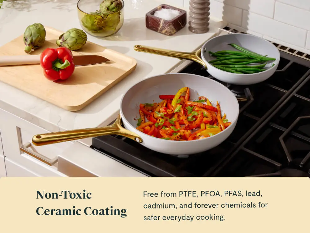 Ceramic Fry Pan Duo - White Iconics - Stovetop