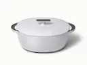 Enameled Cast Iron Oval Dutch Oven - Gray - Hero