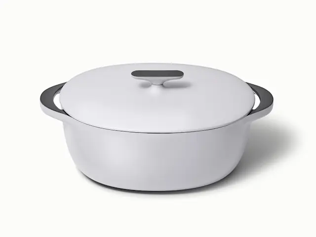 Enameled Cast Iron Oval Dutch Oven - Gray - Hero