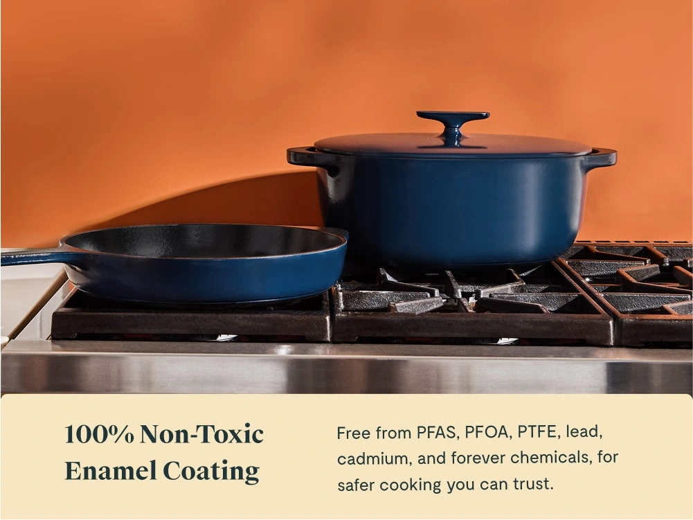 Large Enameled Cast Iron Duo - Midnight Blue - Non Toxic Enamel Coating