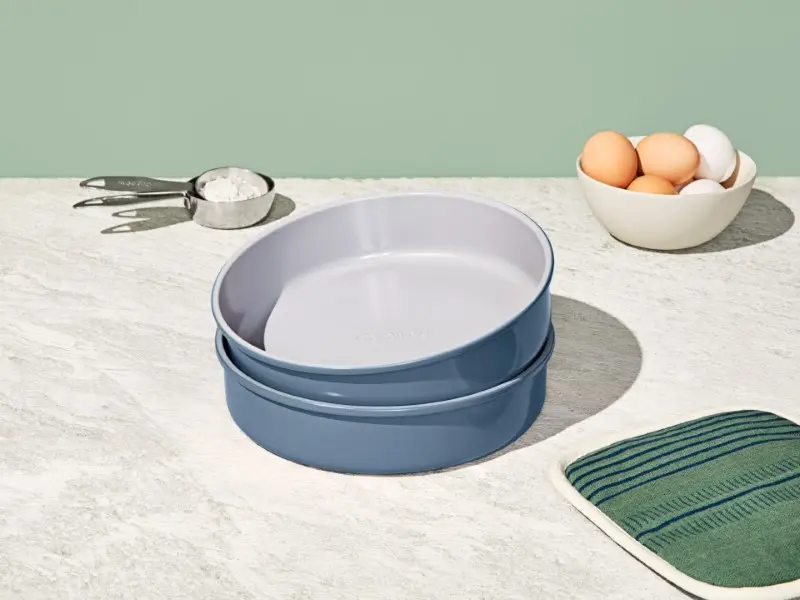 Circle Pan Duo - Slate - Stacked on Counter