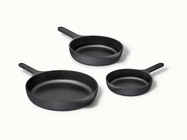 Enameled Cast Iron Skillet Trio - Charcoal - Hero