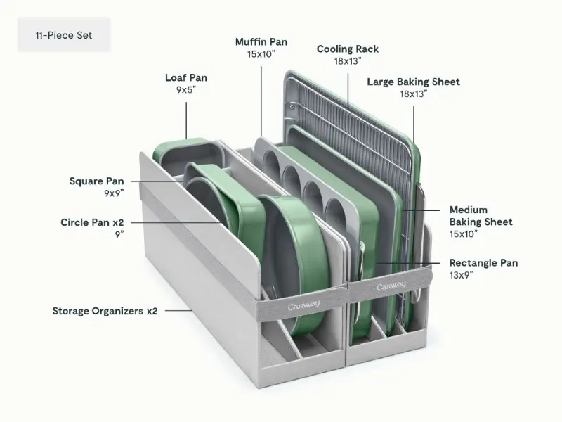 11 Piece Bakeware Set - Sage - Detail