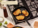 Enameled Cast Iron Grill Pan - Cream - Grilling Toast