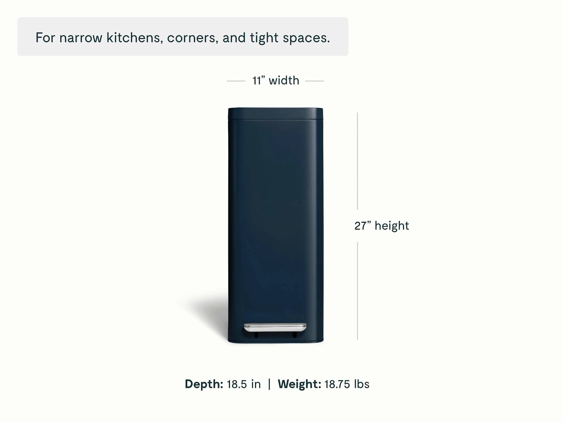 45L Slim Step Trash Can - Midnight - Detail