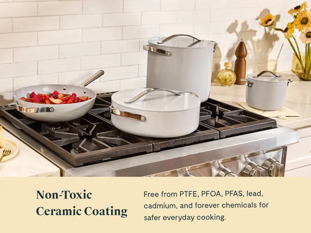 Ceramic Cookware+ Set - Gray - Stovetop Lifestyle