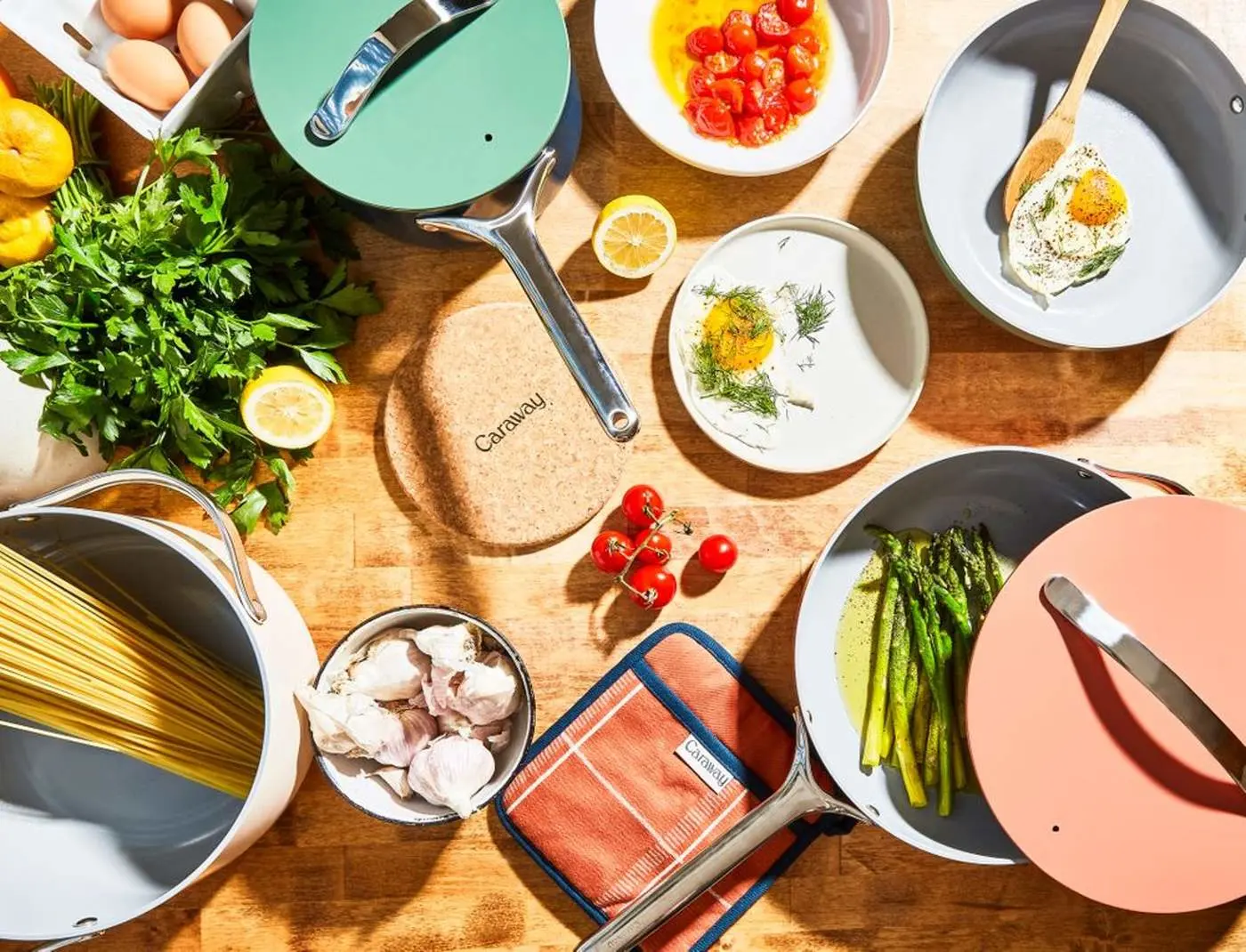 Ceramic Cookware Sets - All Colors - with Ceramic Plates