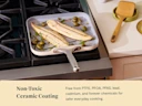 Ceramic Square Griddle Pan - Cream - Stove Lifestyle