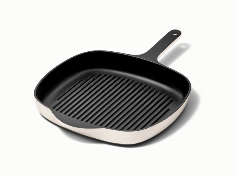 Enameled Cast Iron Grill Pan - Cream - Hero