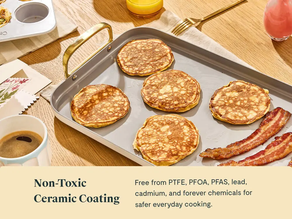 Ceramic Double Burner Griddle - Cream - Counter Lifestyle