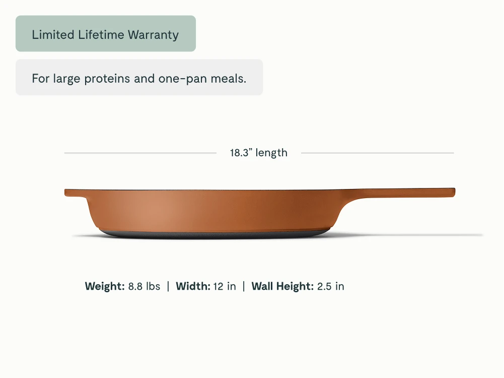Enameled Cast Iron Large Skillet - Rust - Detail