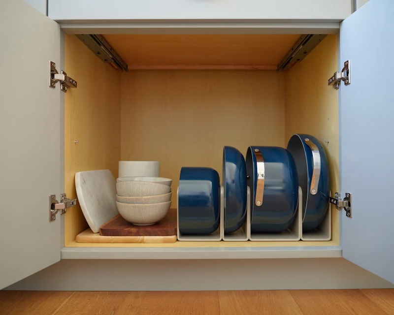 Ceramic Cookware Set - Navy - In Cabinet Storage