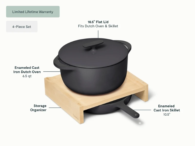Enameled Cast Iron Skillet & Dutch Oven Duo - Charcoal - Detail