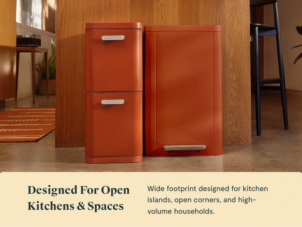 Trash and Recycling Duo Bin - Rectangular - Clay Lifestyle