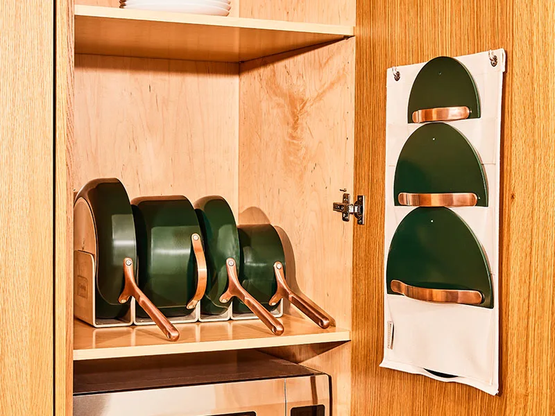 Ceramic Cookware Set - Copper Emerald - In Cabinet