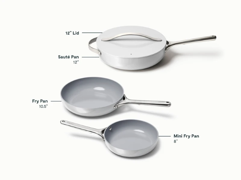 Ceramic Fry Pan Trio - Gray - Detail