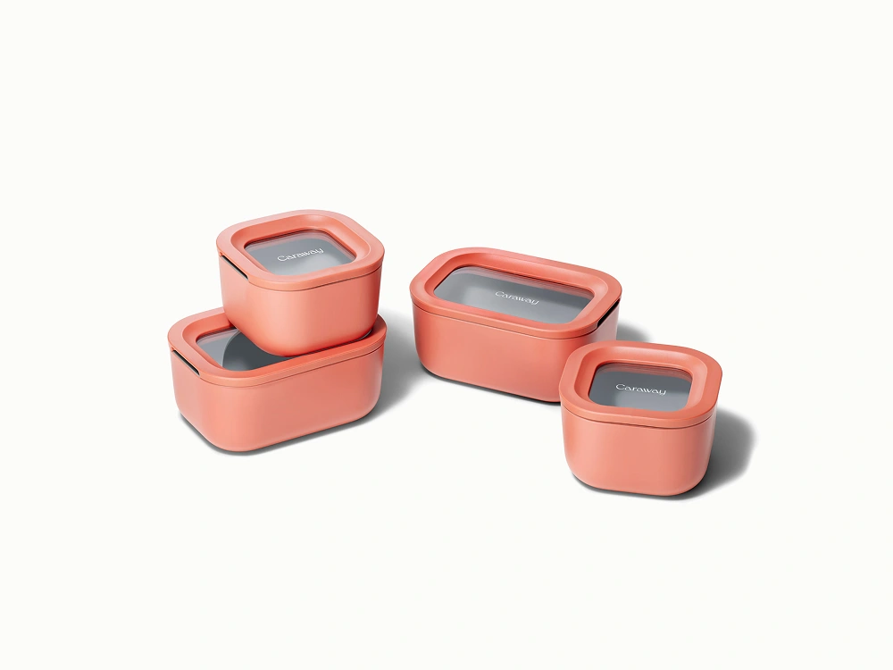 Caraway Mini Rectangle Food Container With Lid - Cream Color, Compact Kitchen Storage
