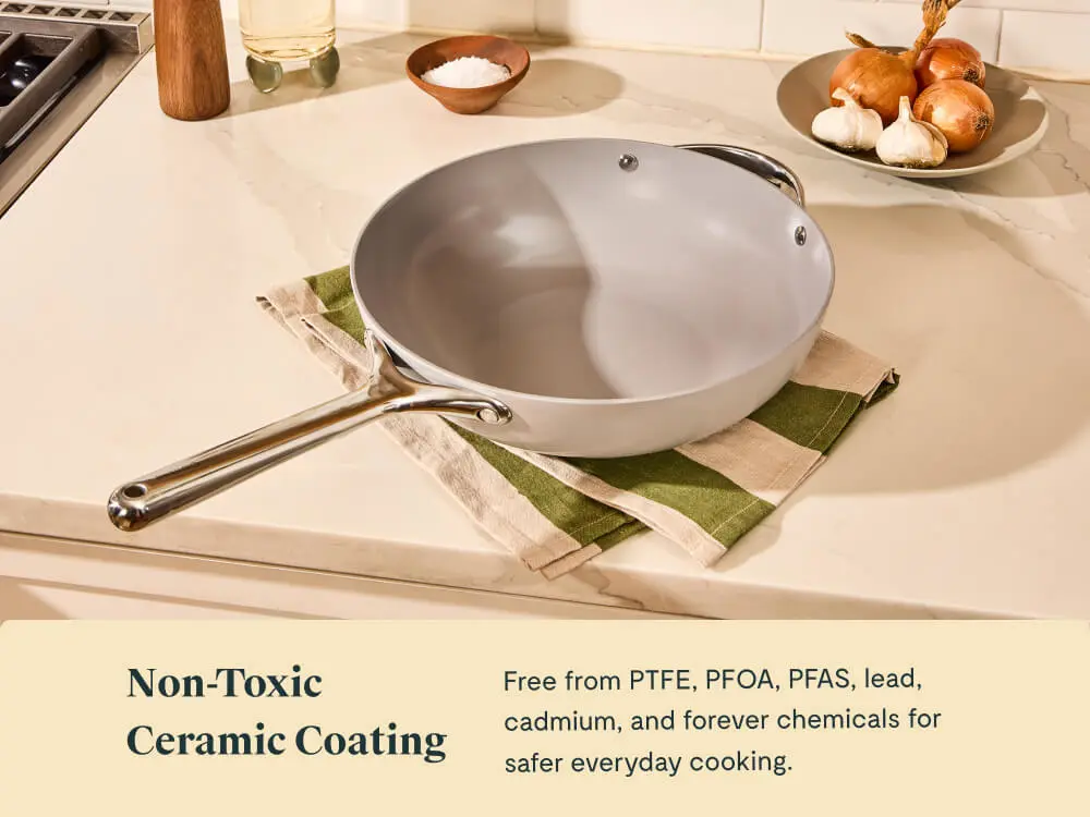 Ceramic Stir Fry Pan - Gray - Kitchen Counter