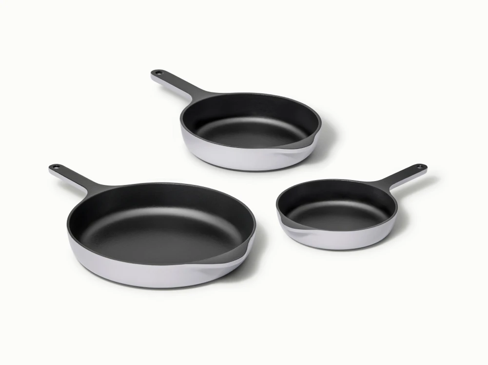 Enameled Cast Iron Skillet Trio - Gray - Hero