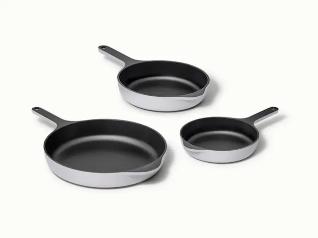 Enameled Cast Iron Skillet Trio - Gray - Hero