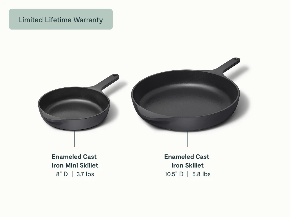 Enameled Cast Iron Skillet Duo - Charcoal - Detail