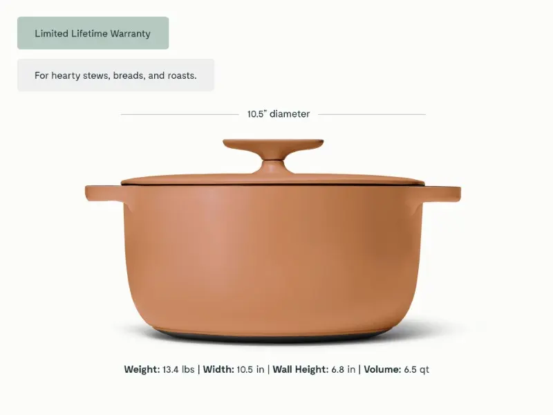 Enameled Cast Iron Dutch Oven - Rust - Detail