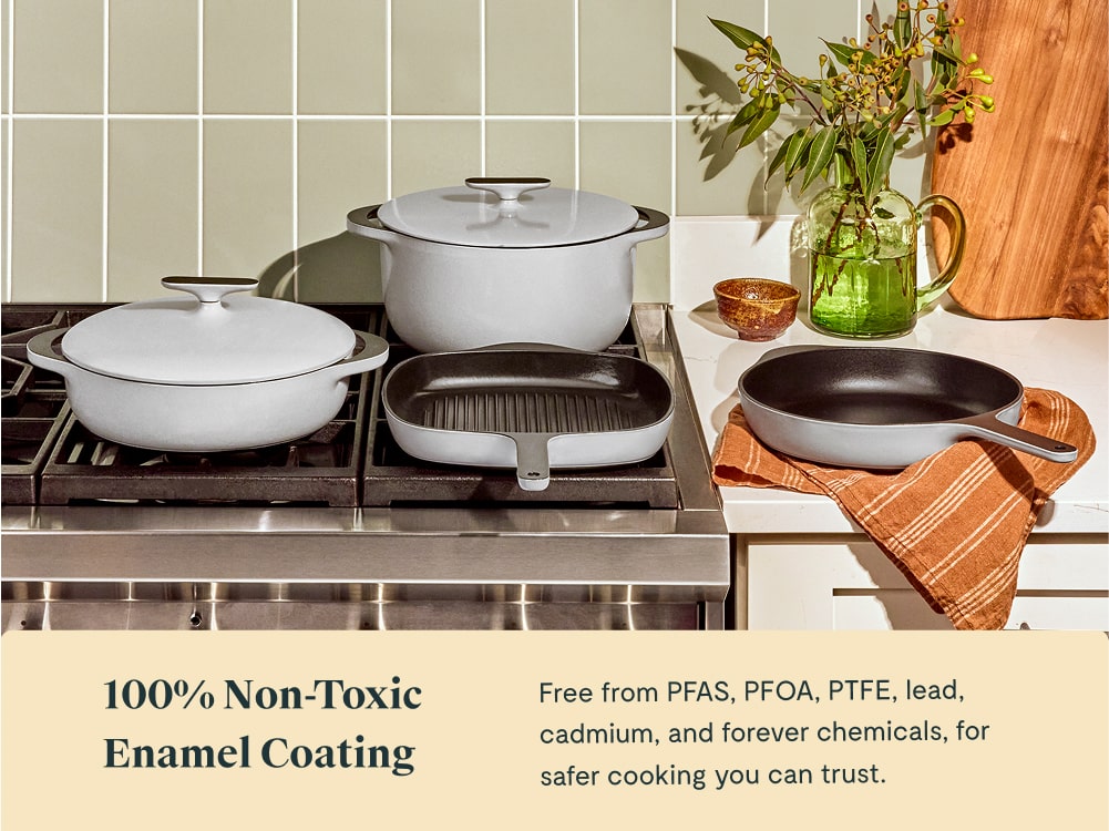 Enameled Cast Iron Set - Gray - Non-Toxic Enamel Coating