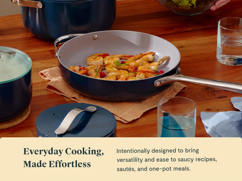 Ceramic Sauté Pan - Navy - Tablescape Lifestyle