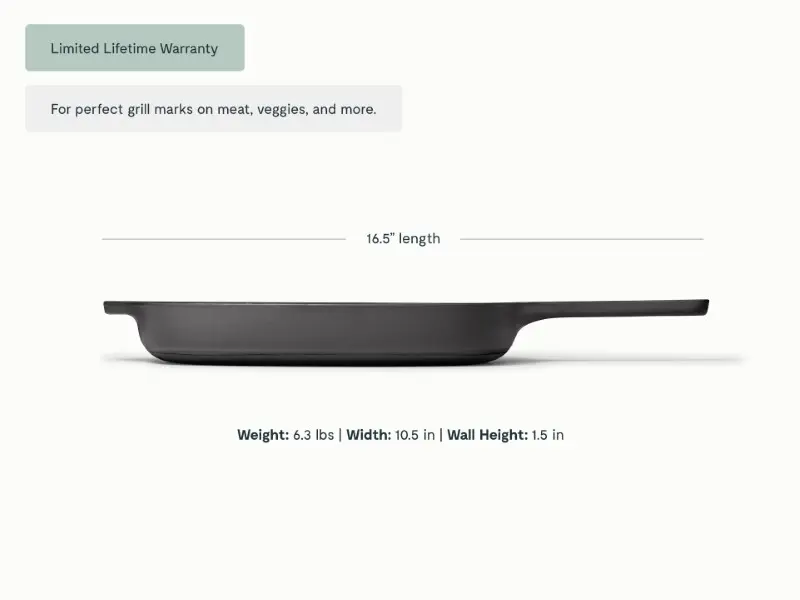 Enameled Cast Iron Grill Pan - Charcoal - Detail