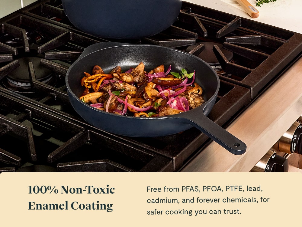 Enameled Cast Iron Skillet - Midnight Blue - Non-Toxic Enamel Coating