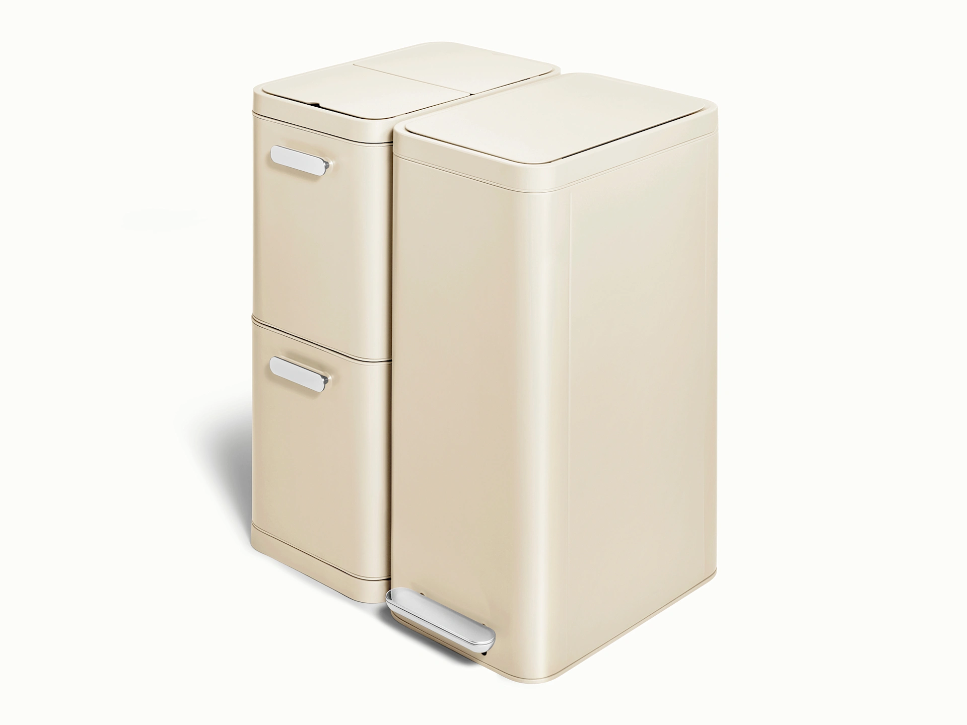 Trash and Recycling Duo Bin - Slim - Cream - Hero