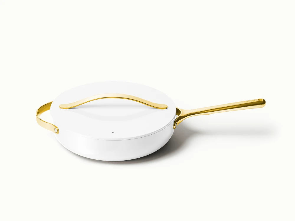 White Large Sauté Pan with Lid