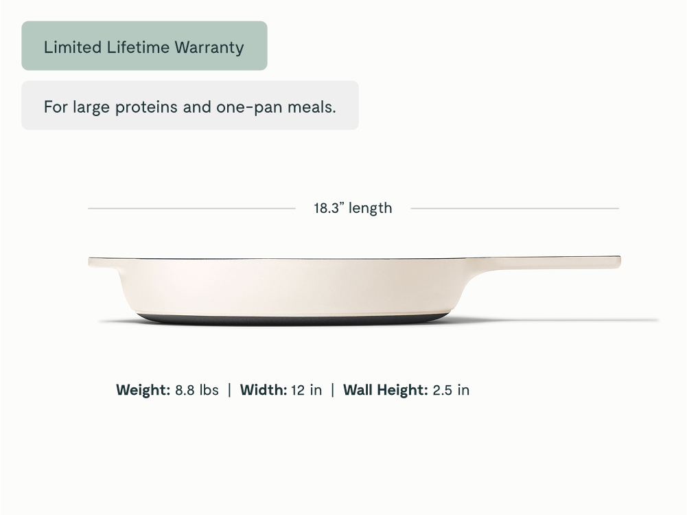 Enameled Cast Iron Large Skillet - Cream - Detail